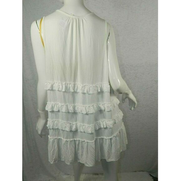 Pol Clothing Cardigan White Open Front Sleeveless Ruffle Cotton - Picture 2 of 7